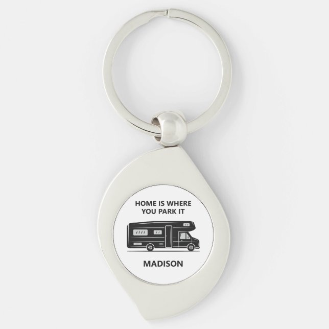 Chaveiro Nome Personalizado & Camper Van de Texto (Frente)