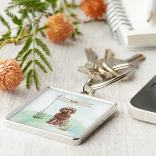 Chaveiro Nome Personalizado Cão de Pet Brown Cockapoo