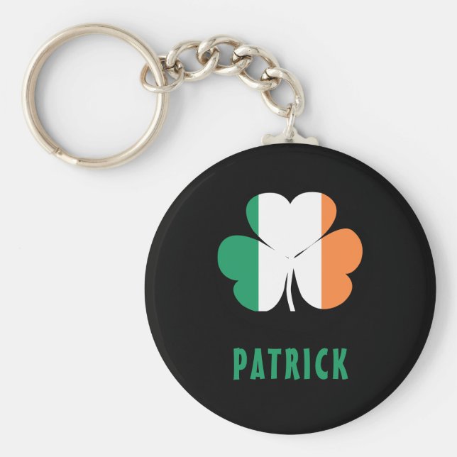 Chaveiro Nome Personalizado Celtic Ireland Shamrock Irish F (Frente)