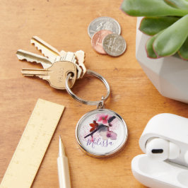Chaveiro Nome personalizado | Cereja Elegante rosa e púrpur