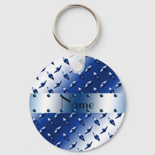 Chaveiro Nome personalizado chapa de aço azul