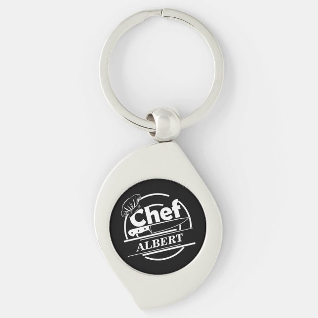 Chaveiro Nome Personalizado Chef Preto (Frente)