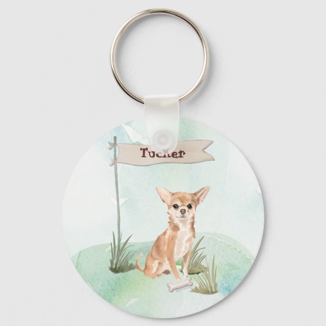 Chaveiro Nome Personalizado Chihuahua Pet Dog (Frente)