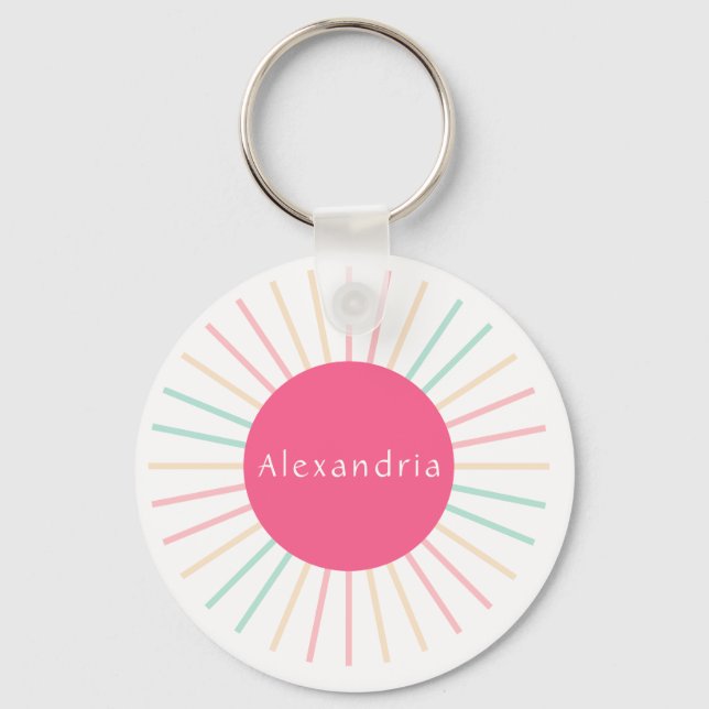 Chaveiro Nome Personalizado Cor-de-Rosa Boho (Frente)