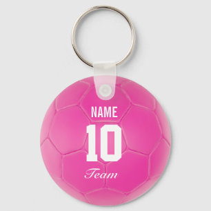Chaveiro Nome personalizado cor-de-rosa da bola de futebol