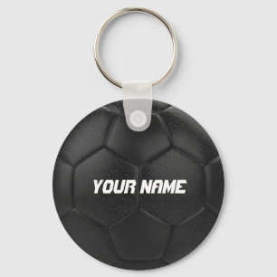 Chaveiro Nome Personalizado da Bola de Futebol Preta