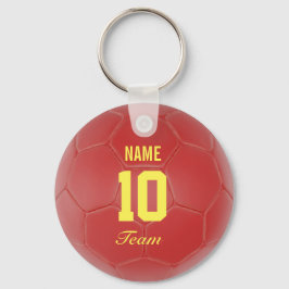 Chaveiro Nome Personalizado da Bola de Futebol Red and Yell