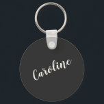 Chaveiro Nome Personalizado da Caligrafia Minimalista Negra<br><div class="desc">Chaveiro de Nome Personalizado de Caligrafia Minimalista em Preto</div>