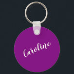 Chaveiro Nome Personalizado da Caligrafia Minimalista Roxo<br><div class="desc">Mínima Caligrafia Personalizada Chaveiro em Violeta Roxo</div>