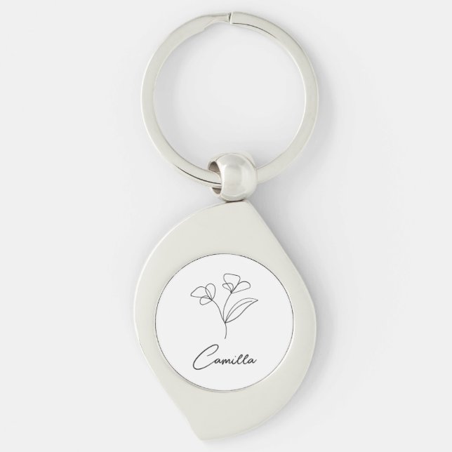 Chaveiro Nome personalizado da flor do mês de nascimento, N (Frente)