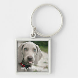 Chaveiro Nome personalizado da foto do cão de Weimaraner e