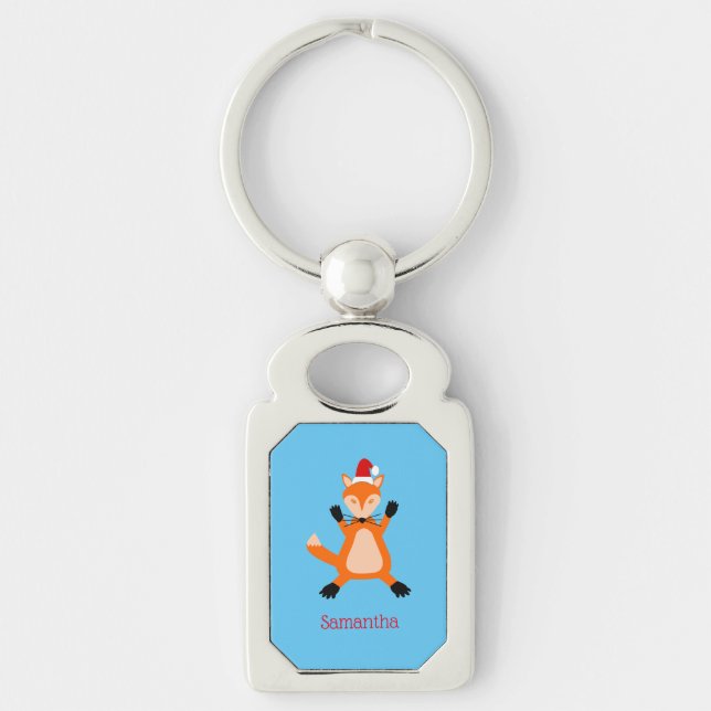 Chaveiro Nome Personalizado da Fox de Natal Bonito (Frente)