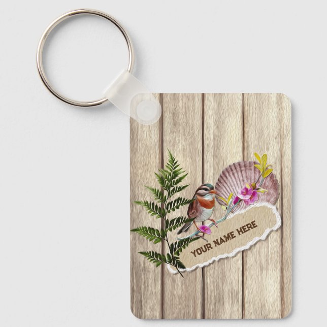 Chaveiro Nome Personalizado da Pintura de Óleo de Madeira T (Frente)