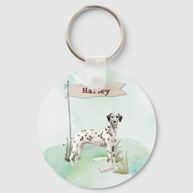 Chaveiro Nome Personalizado Dálmata Pet Cachorro (Frente)