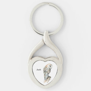 Chaveiro Nome Personalizado de Arte Natureza do Pássaro de 