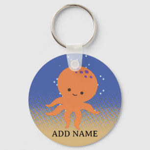 Chaveiro Nome Personalizado de Cartoon de Octopus de Cubo