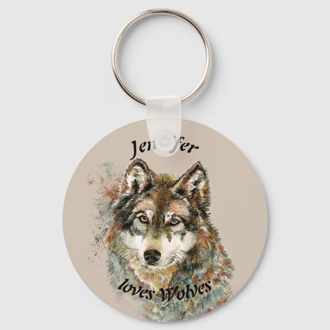 Chaveiro Nome Personalizado de Citação de Wolf de Lobos de  (Frente)