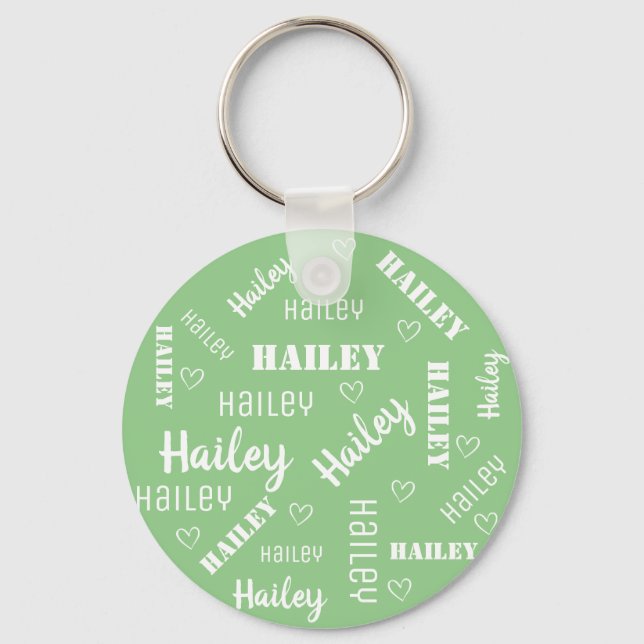 Chaveiro Nome Personalizado de Corações de Nuvem de Arte Ve (Frente)