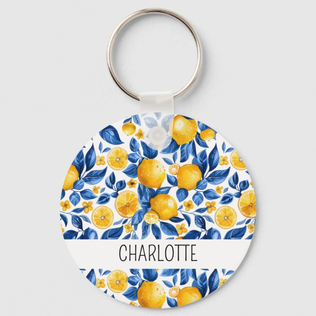 Chaveiro Nome Personalizado de Fruta Tropical Padrão de Lim (Frente)