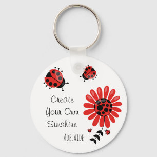 Chaveiro Nome Personalizado de Ladybug Vermelho Moderno e B