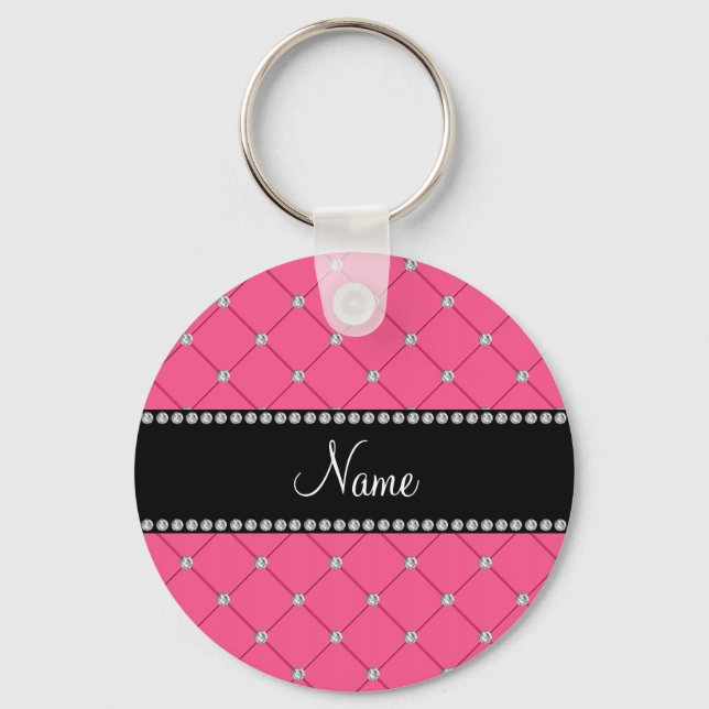 Chaveiro Nome personalizado Diamantes rosa (Frente)