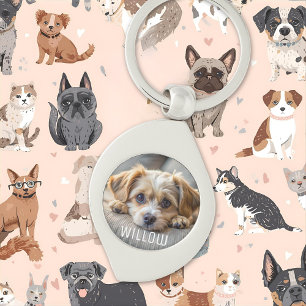 Chaveiro Nome personalizado do amor de cão-galinha com foto