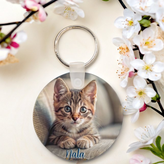 Chaveiro Nome personalizado do amor do gato de foto do pet  (Criador carregado)