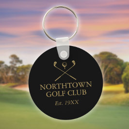 Chaveiro Nome Personalizado Do Clube De Golfe Preto E Doura