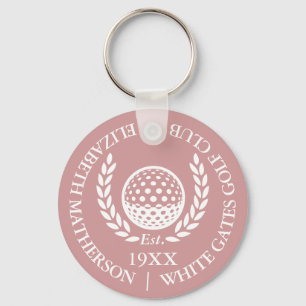Chaveiro Nome Personalizado do Clube de Golfe Rosa Poeira