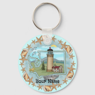 Chaveiro Nome personalizado do Farol de Washington Shells