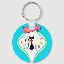 Chaveiro Nome Personalizado do Gato Siamês Retro Natal