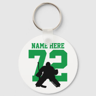 Chaveiro Nome Personalizado do Goleiro de Hockey Número Ve