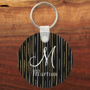 Chaveiro Nome personalizado do monograma dourado brilho &pr