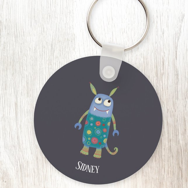 Chaveiro Nome Personalizado do Monster Sidney (Personalized name cute monster keyring)