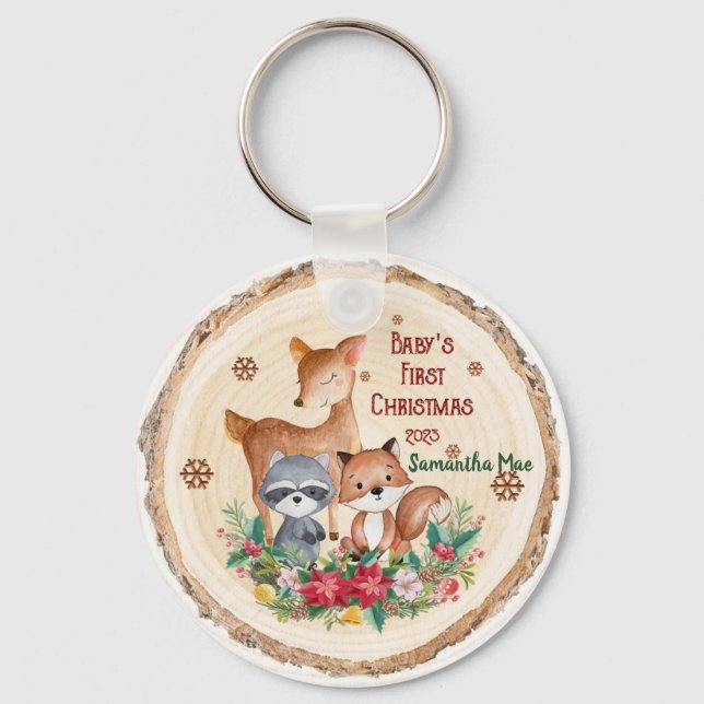 Chaveiro Nome Personalizado do Primeiro Natal do Bebê (Frente)