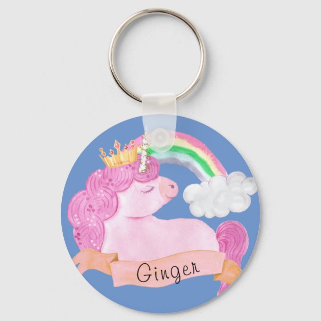 Chaveiro Nome Personalizado do 🌈 Rainbow Unicorn (Frente)
