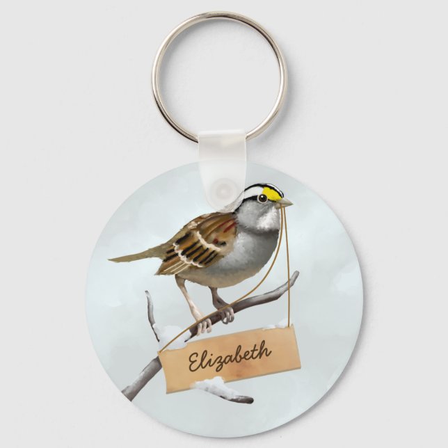 Chaveiro Nome Personalizado do sparrow com garra branca (Frente)