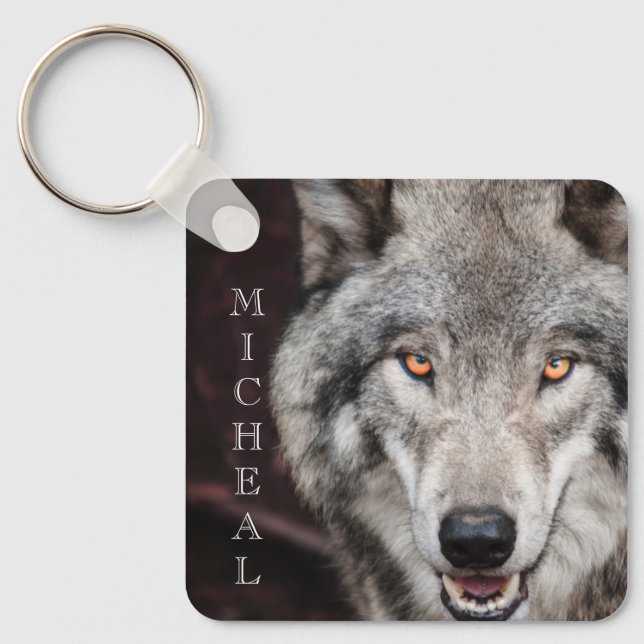 Chaveiro Nome personalizado do Wolf Photo (Frente)