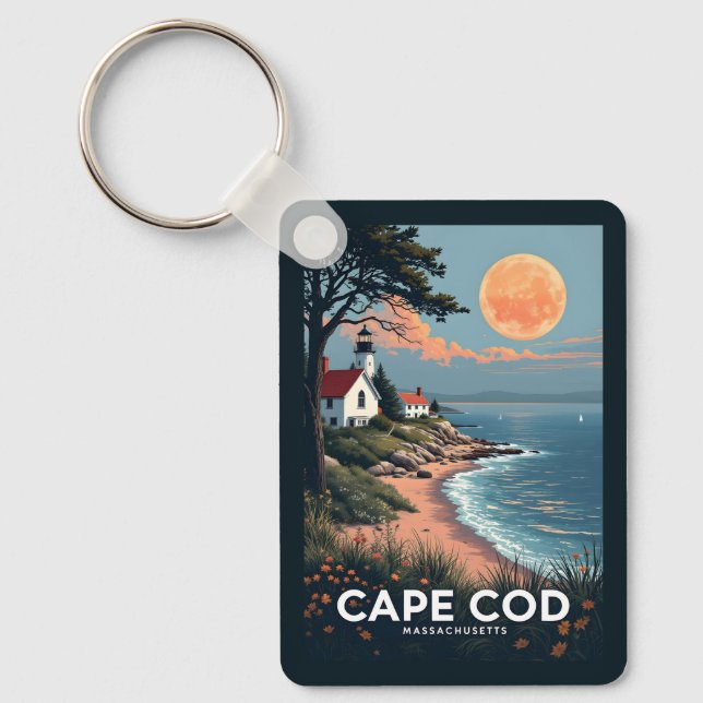 Chaveiro Nome personalizado e número Cape Cod Massachusetts (Frente)