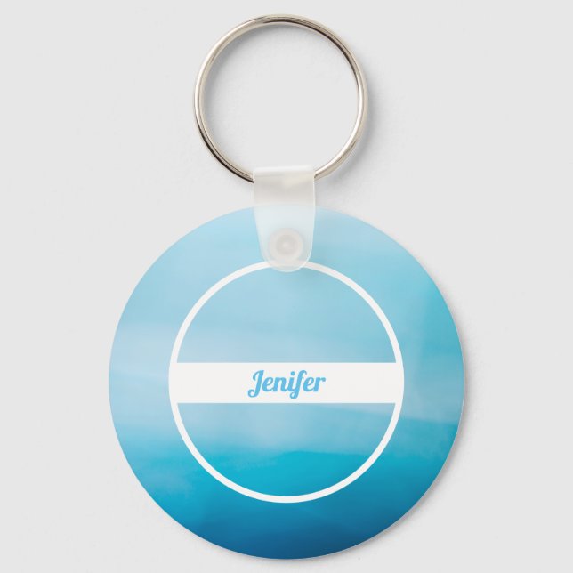 Chaveiro Nome Personalizado Em Gradiente Azul (Frente)