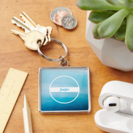 Chaveiro Nome Personalizado em Pingente com Gradiente Azul