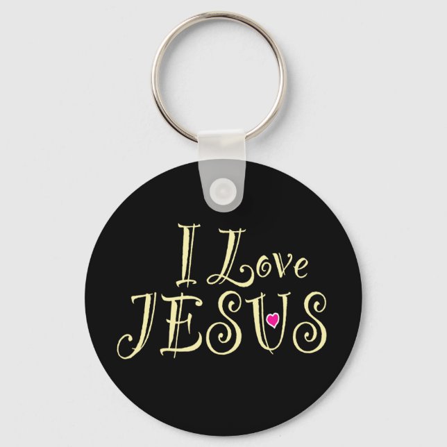 Chaveiro Nome Personalizado ‘Eu Amo Jesus’ Citação Cristã (Frente)
