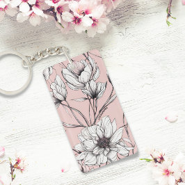 Chaveiro Nome Personalizado Floral do Anemone Elegante