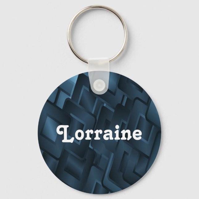 Chaveiro Nome personalizado formas de diamante azul (Frente)