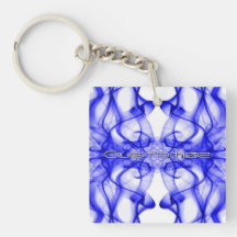 Nome Personalizado Fumaça Azul Simétrica Branco