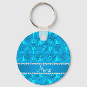 Chaveiro Nome personalizado ginástica azul-azul-céu
