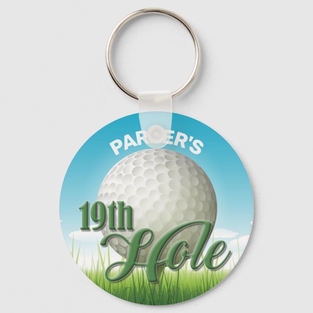 Chaveiro NOME Personalizado Golfer Pro Ball 19th Hole (Frente)