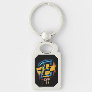 Chaveiro Nome Personalizado Grafite Negrito Inicial "E"