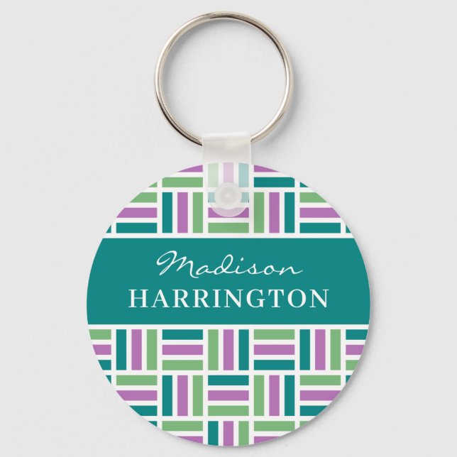 Chaveiro Nome personalizado Grupos de chaves Stripe (Frente)