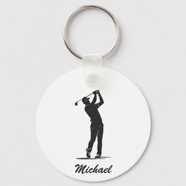 Chaveiro Nome Personalizado Jogador de Golfe Golfer Golfing (Frente)